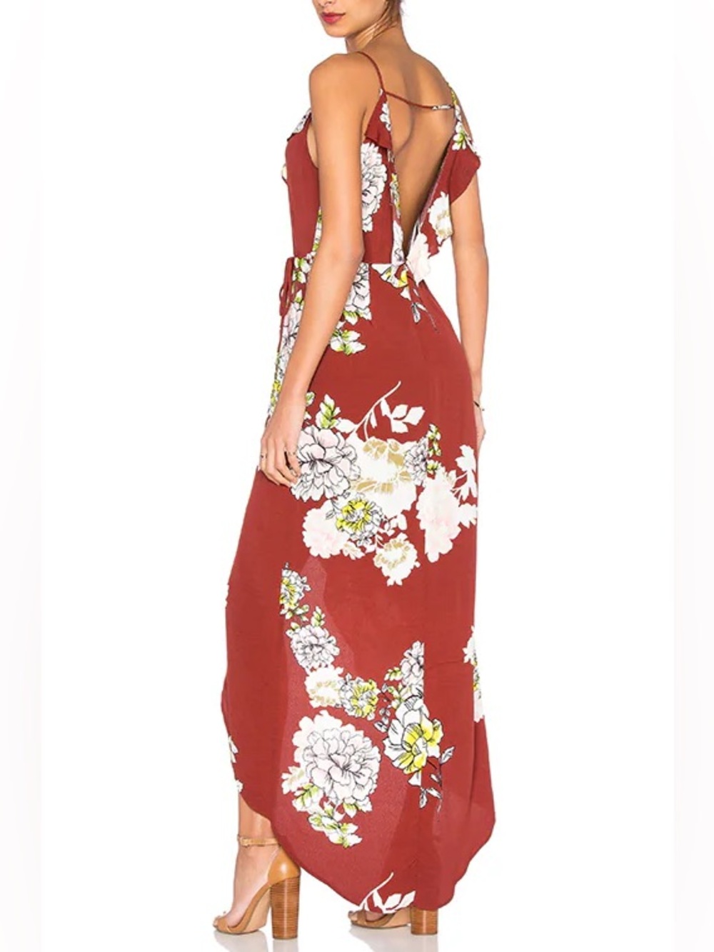ASTR the Label Lucia Dress in Rust Multi Floral Boho